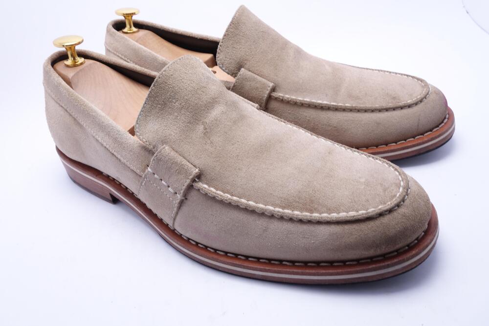 Helm The Wilson Loafer Shoes Mens Size 10 Beige Suede Slip On Dress Casual